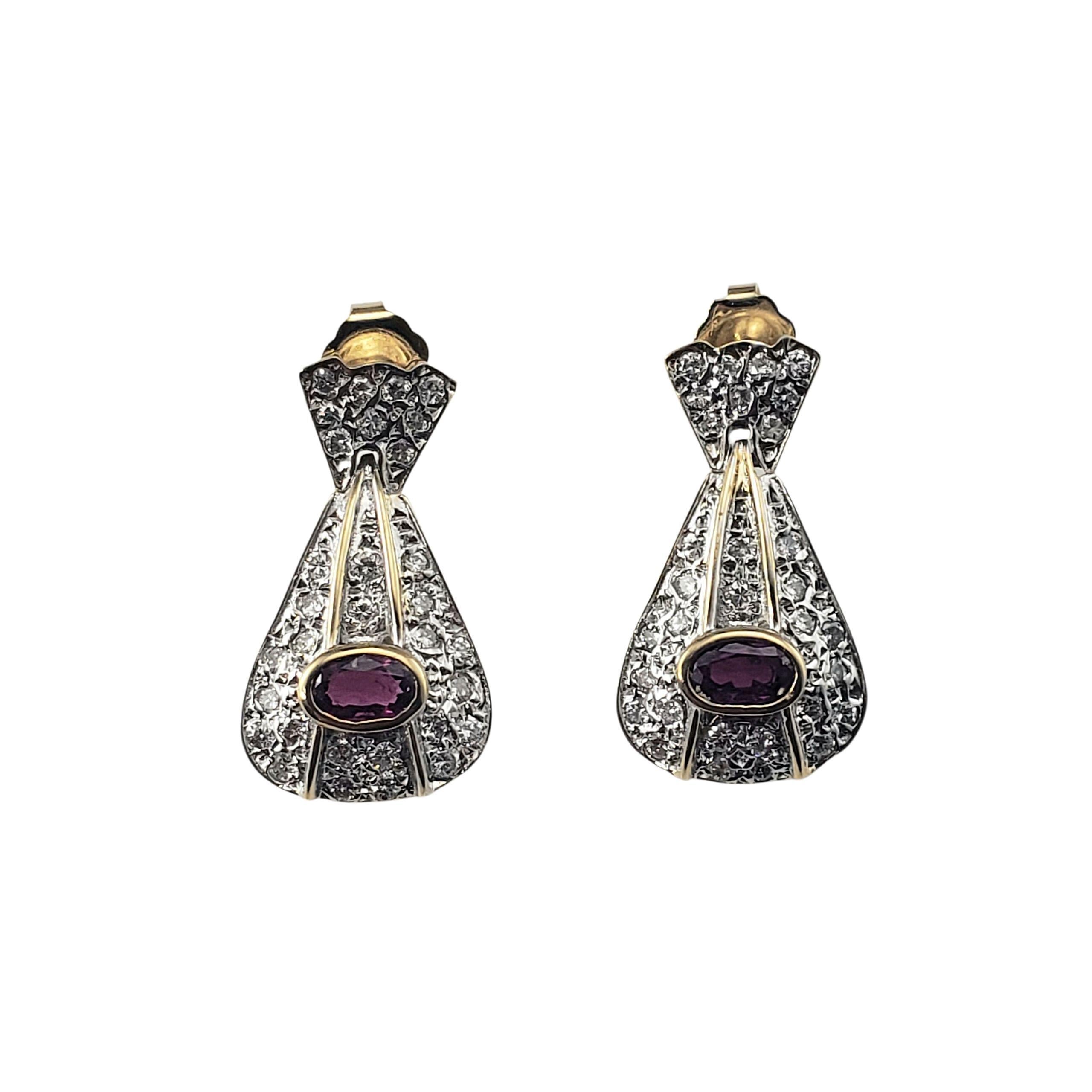 14K Yellow Gold Ruby and Diamond Door Knocker Earrings JAGi Certified  #22682 In Good Condition For Sale In Washington Depot, CT