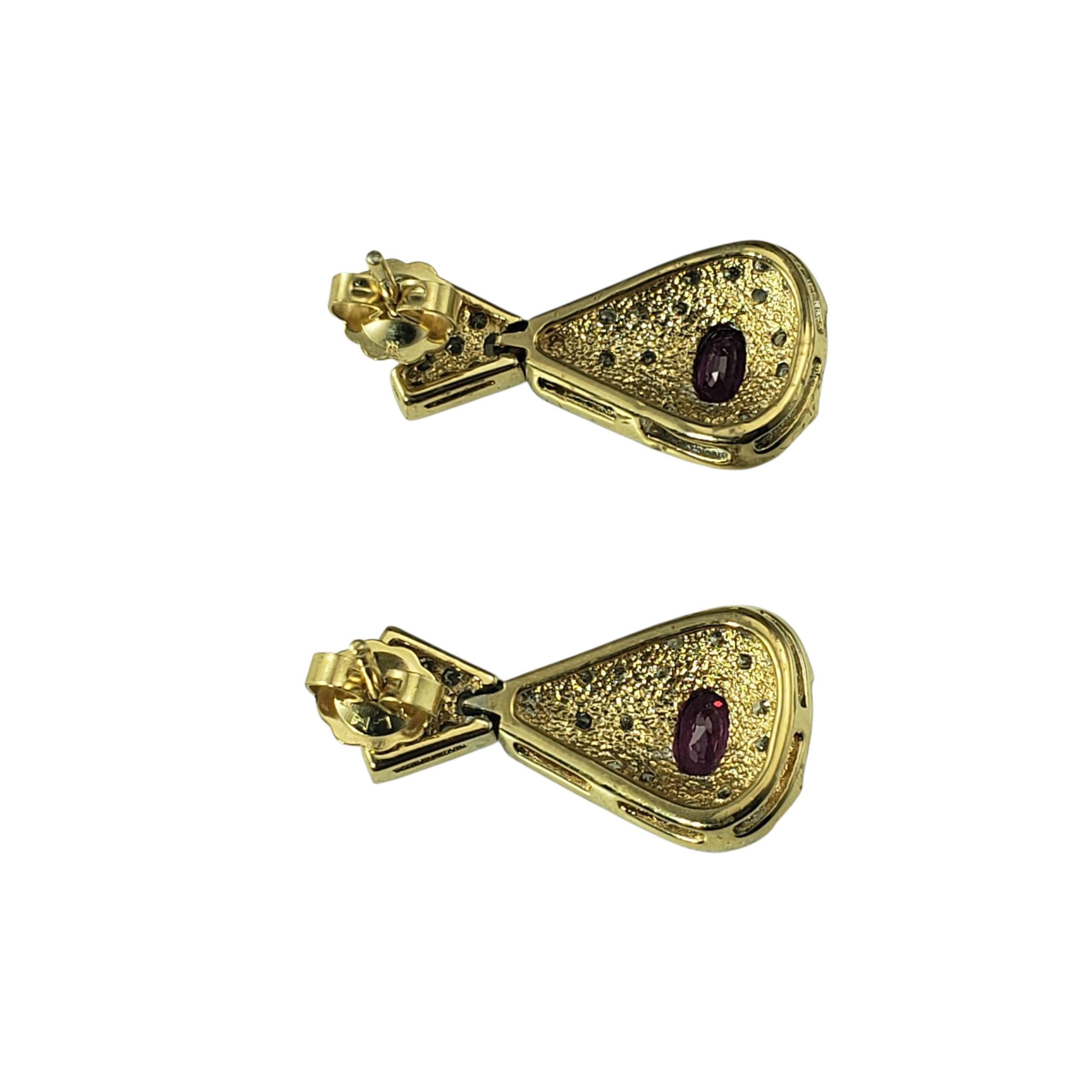 Women's 14K Yellow Gold Ruby and Diamond Door Knocker Earrings JAGi Certified  #22682 For Sale