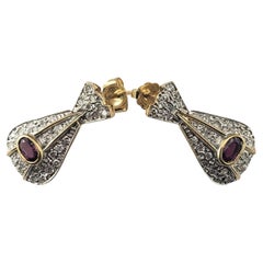 14K Yellow Gold Ruby and Diamond Door Knocker Earrings JAGi Certified  #22682