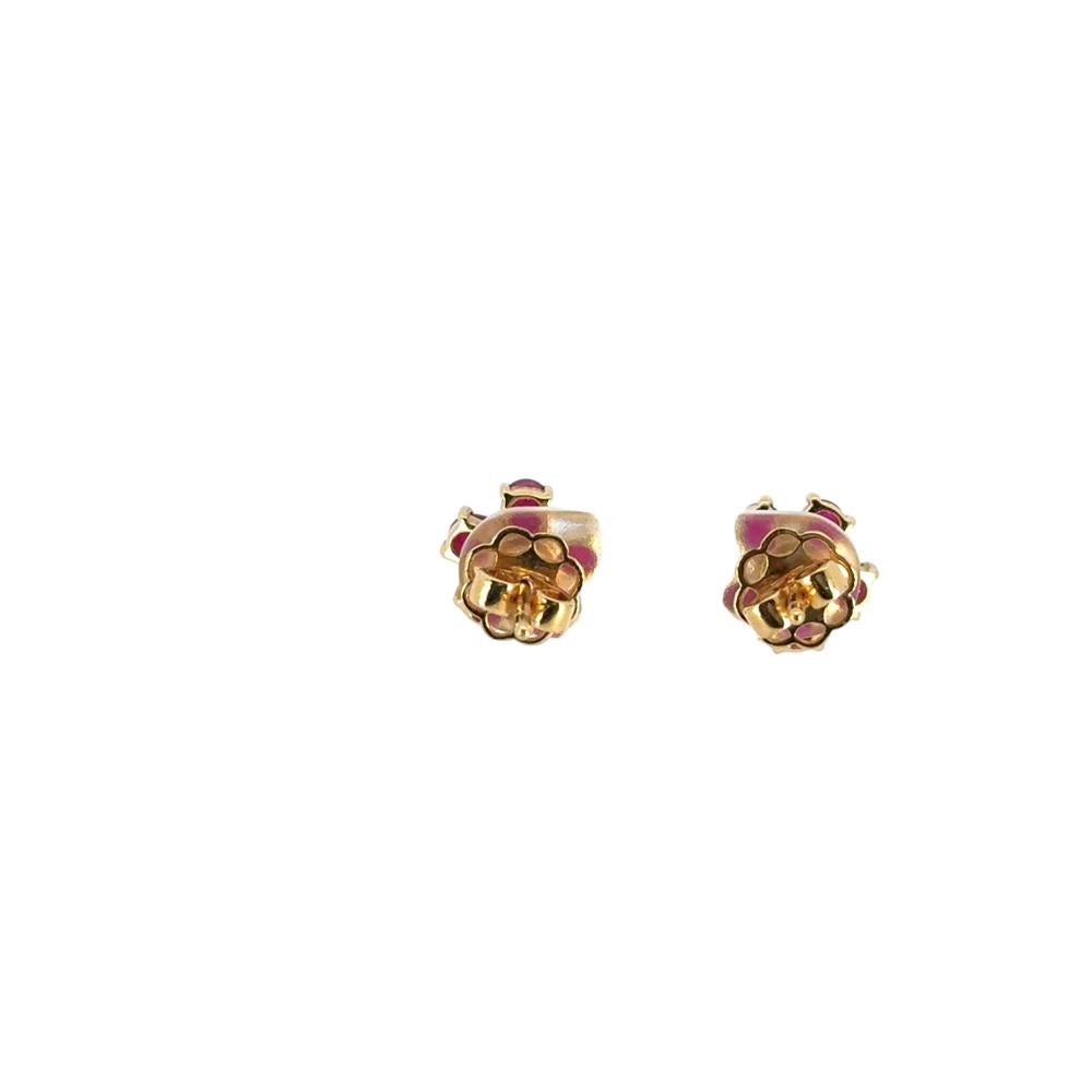 Orecchini con fiori di rubino e diamanti in oro giallo 14k in vendita 6