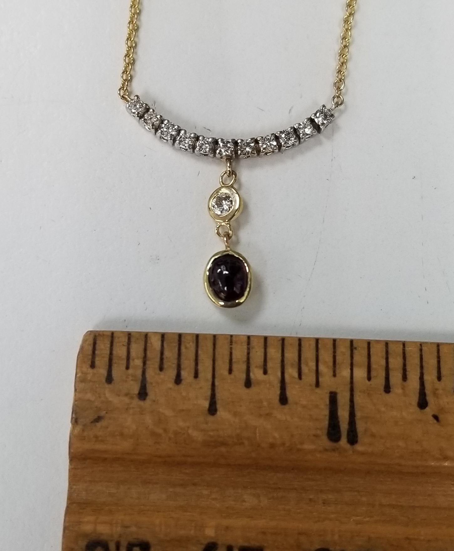 14 Karat Yellow Gold Ruby and Diamond Necklace In New Condition In Los Angeles, CA