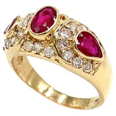 14K Yellow Gold Ruby and Diamond Right Hand Ring