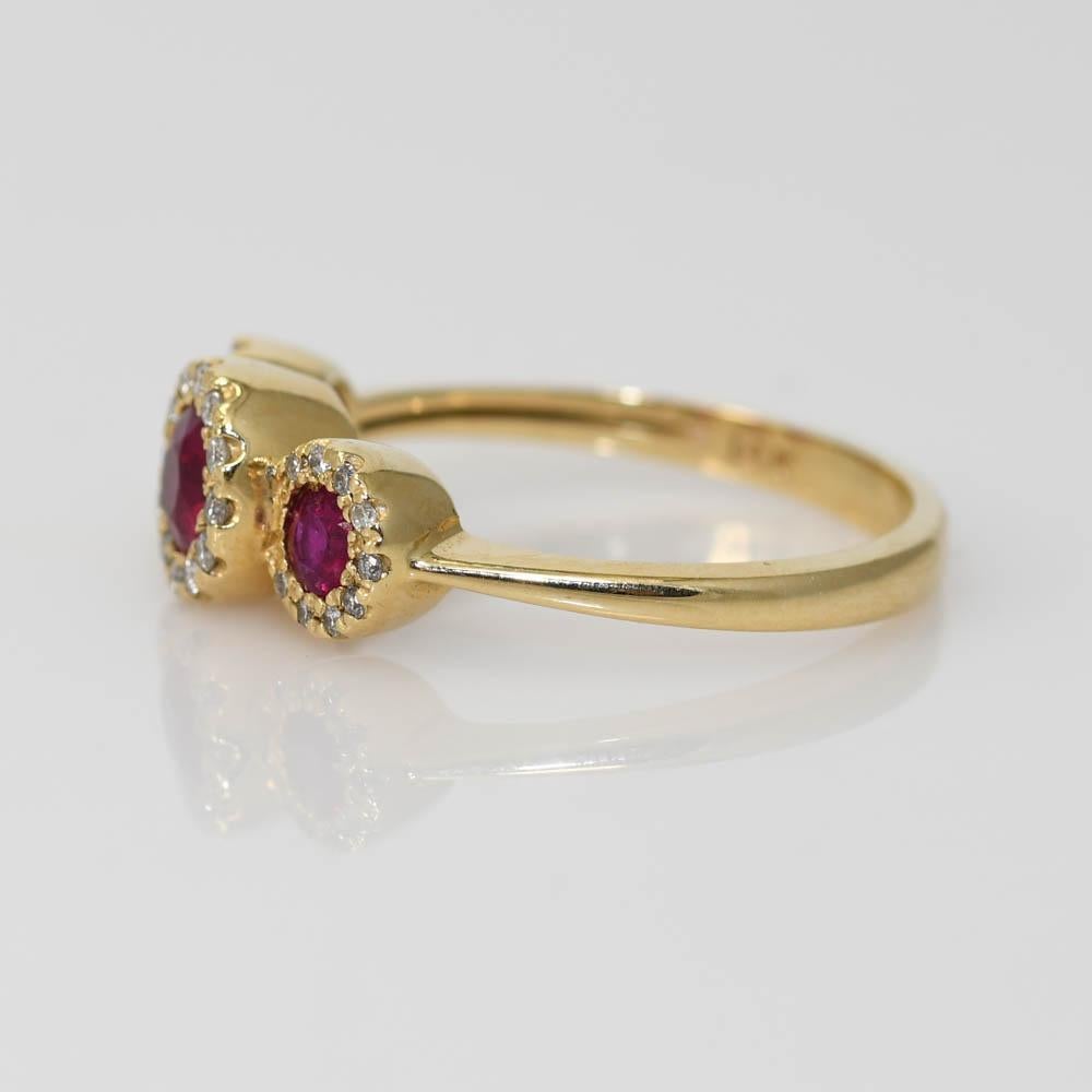 14k Yellow Gold Ruby and Diamond Ring, 3.2gr 1