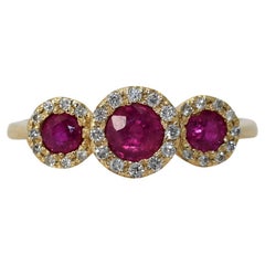 14k Yellow Gold Ruby and Diamond Ring, 3.2gr