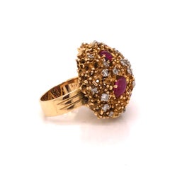 14 Karat Yellow Gold Ruby and Diamond Ring