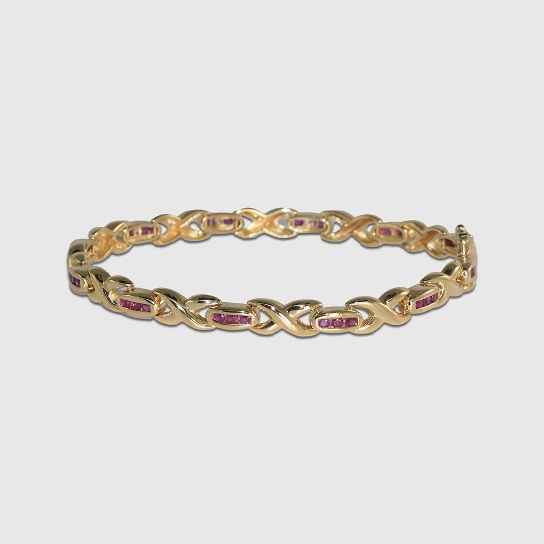 14K Gelbgold Rubin-Armband 15,1 g im Zustand „Hervorragend“ in Laguna Beach, CA