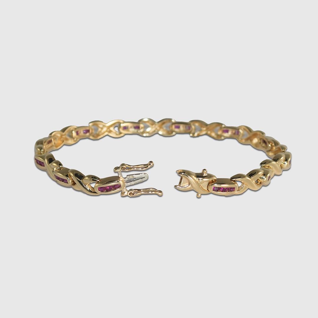 14K Gelbgold Rubin-Armband 15,1 g für Damen oder Herren