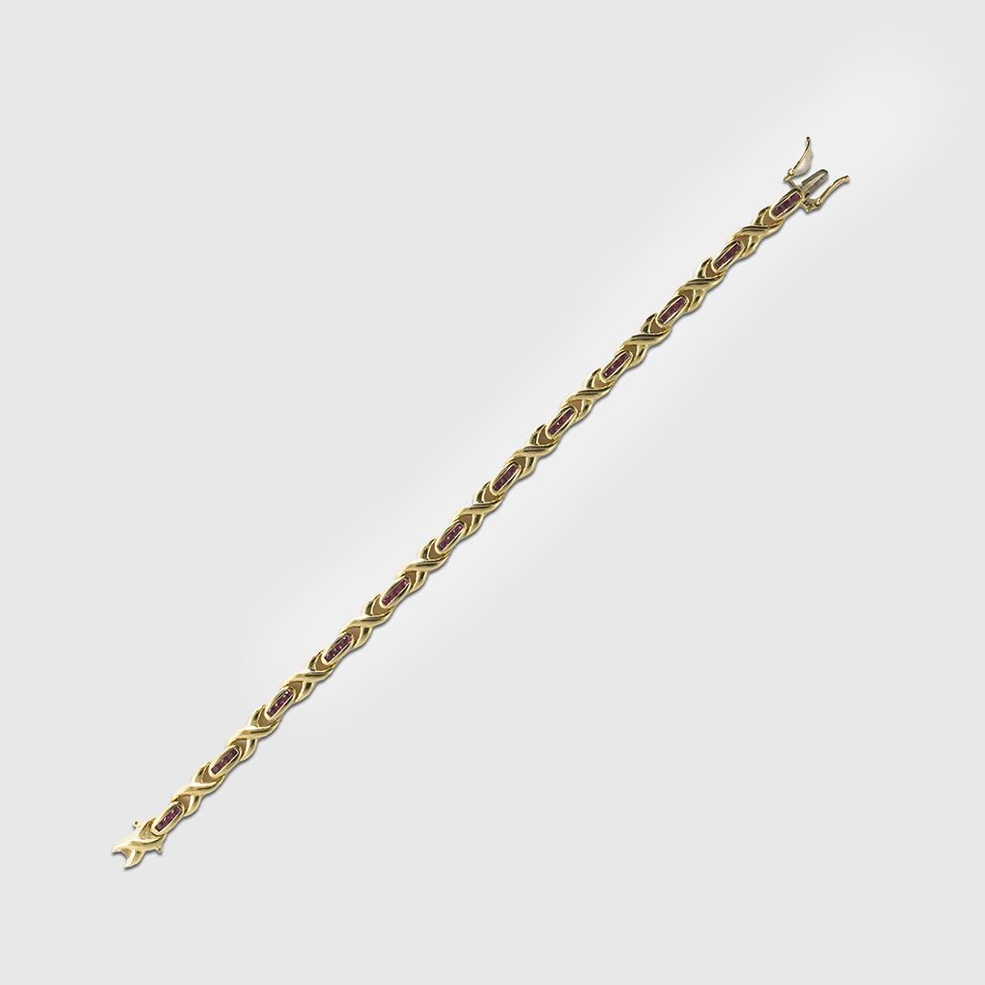 14K Gelbgold Rubin-Armband 15,1 g 1