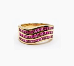 14K Yellow Gold Ruby Cocktail Ring 2.50 Carat Natural Ruby Handmade Ring Mens