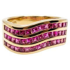 14K Yellow Gold Ruby Cocktail Ring 2.50 Carat Natural Ruby Handmade Ring Mens