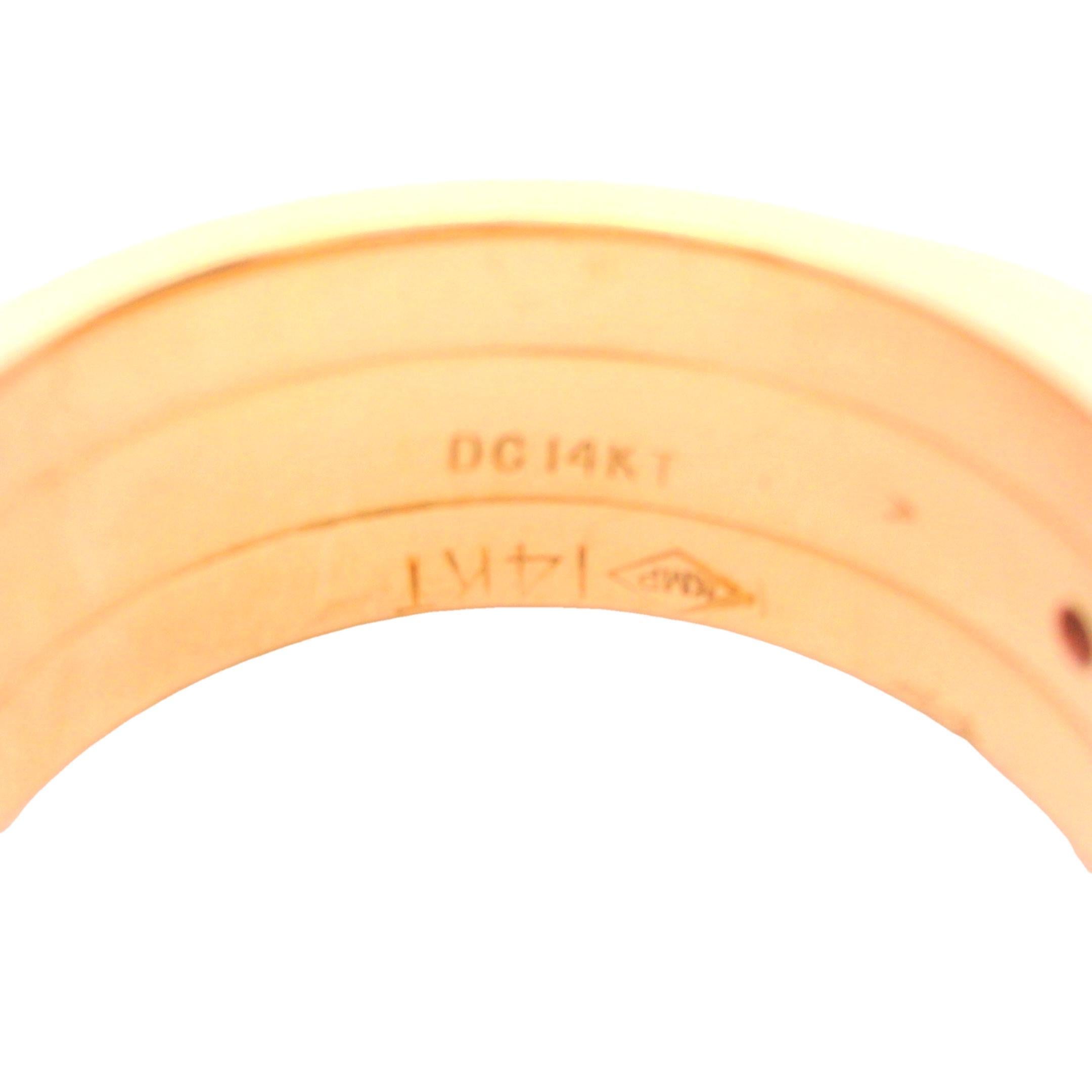 Anello a fascia con rubini e diamanti in oro giallo 14K in vendita 5