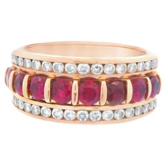 14K Yellow gold Ruby & Diamond Band Ring