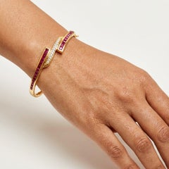 14K Yellow Gold Ruby Diamond Bangle Bracelet H VS Diamond Bangle Ruby Bangle