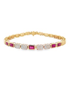 Bracciale in oro giallo 14K con rubini e diamanti