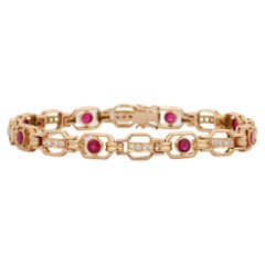 Bracelet en or jaune 14 carats avec rubis et diamants