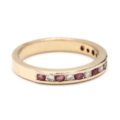 14 Karat Yellow Gold, Ruby and Diamond Channel Set Band
