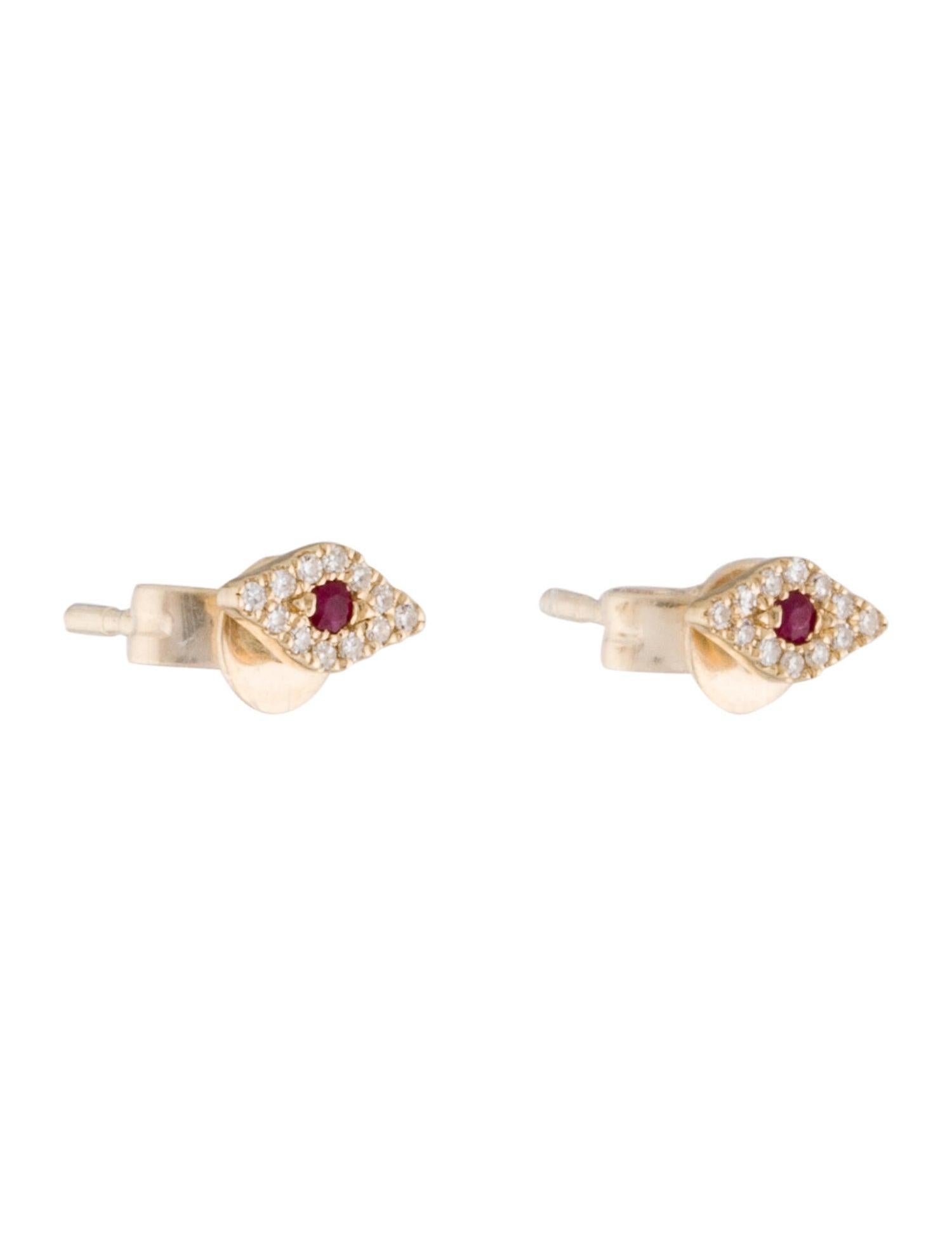  Evil Eye Design Earrings: Made from real 14k gold and round diamonds approximately 0.06 ct. 24 Certified diamonds and 2 Ruby 0.04 ct. available in white, rose and yellow gold with a color and clarity of GH-SI. 
 Surprise Your Loved Ones with Our