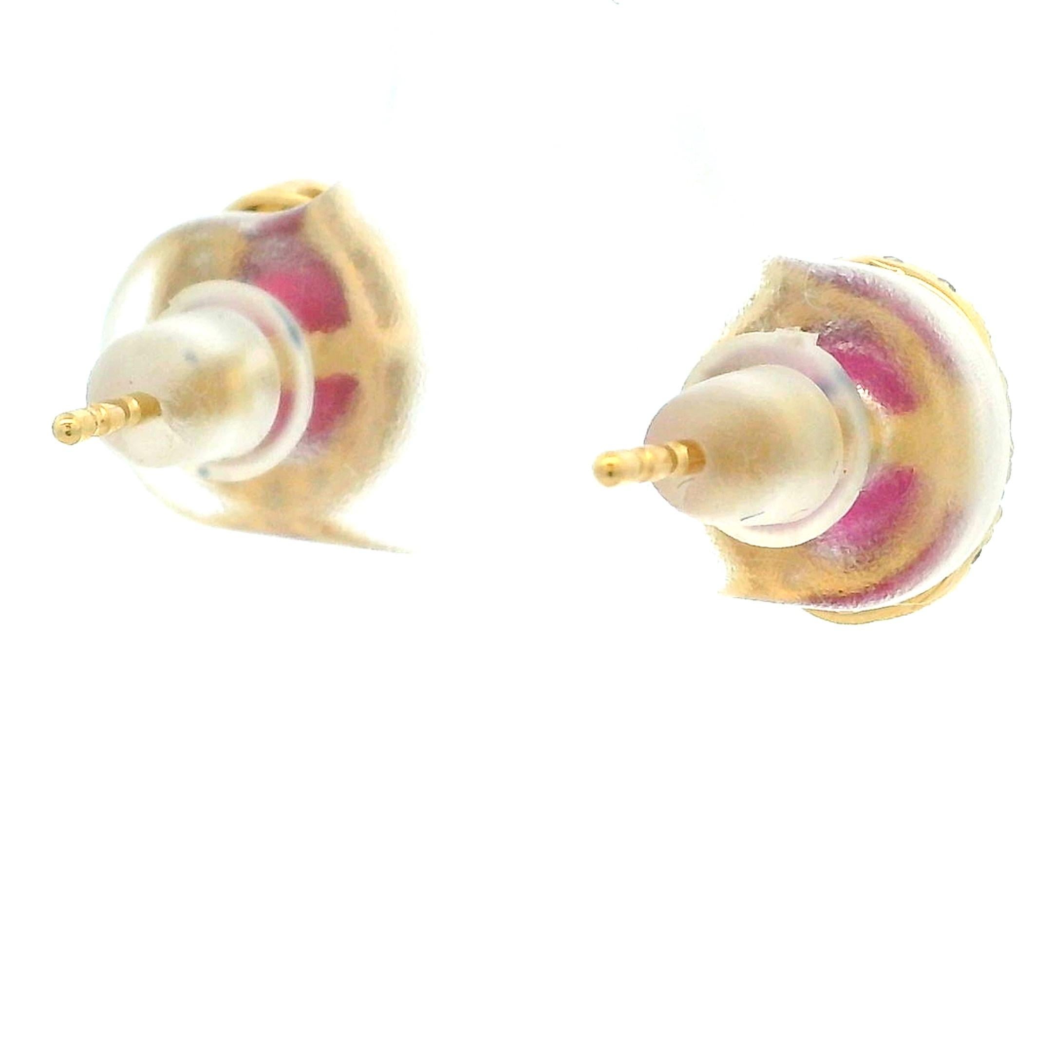 Donna 14K Yellow Gold Ruby & Diamond Halo Stud Earrings in vendita