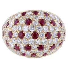 14K Yellow Gold Ruby Diamond Mosaic Ring
