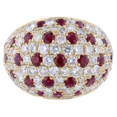 14K Yellow Gold Ruby Diamond Mosaic Ring 