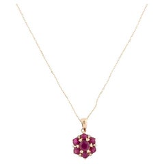 Collier pendentif en or jaune 14 carats, rubis et diamants, 16 pouces