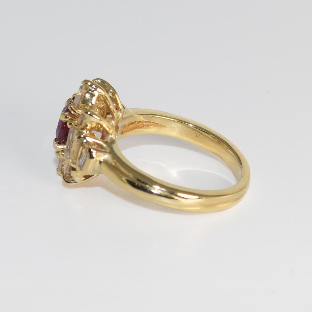 Femenino o masculino Anillo de oro amarillo de 14 quilates con rubí y diamante 4,6 g