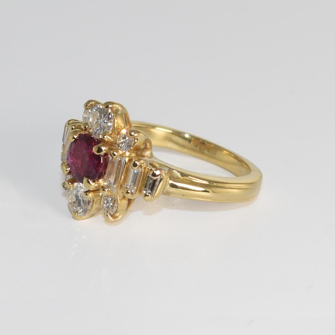 Anillo de oro amarillo de 14 quilates con rubí y diamante 4,6 g 1