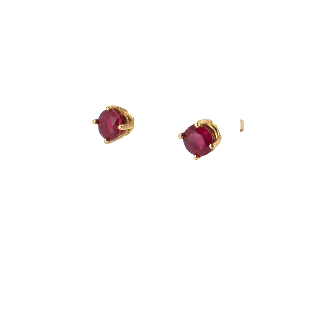 Clous d'oreilles en or jaune 14 carats et rubis en vente 5