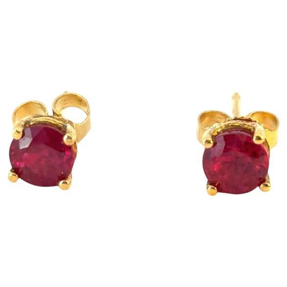 14k Yellow Gold Ruby Earring Studs