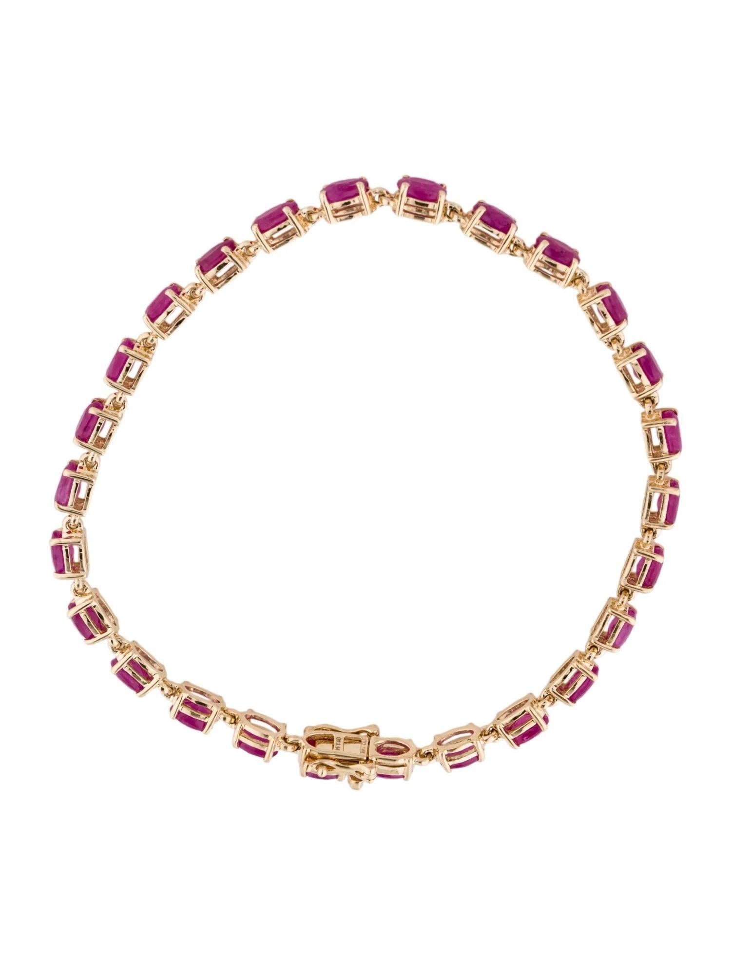 Artiste Bracelet à maillons en or jaune 14 carats, pierres rouges ovales brillantes de 8,58 carats en vente