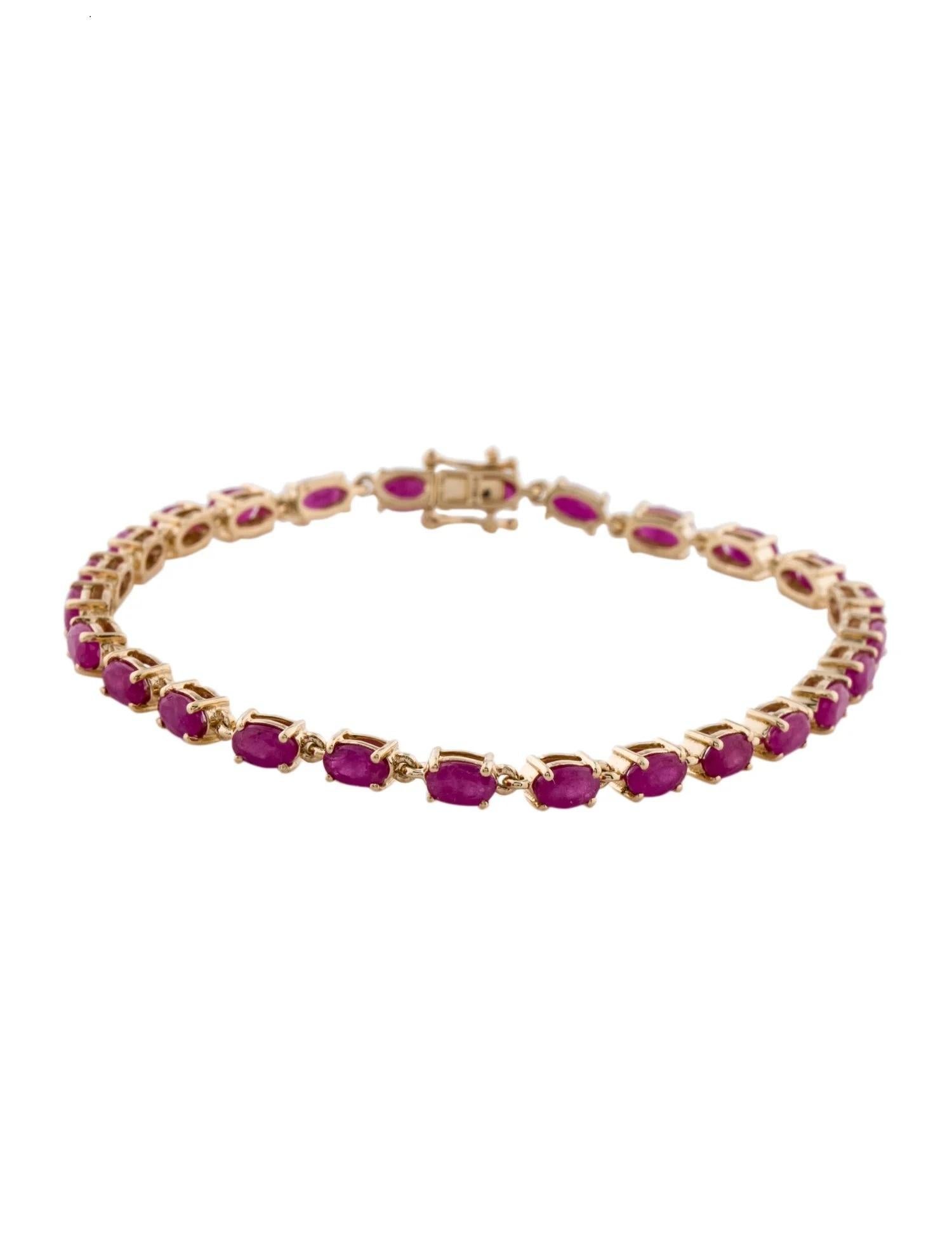 Oval Cut 14K Yellow Gold Ruby Link Bracelet, 8.58ctw Oval Brilliant Red Stones For Sale
