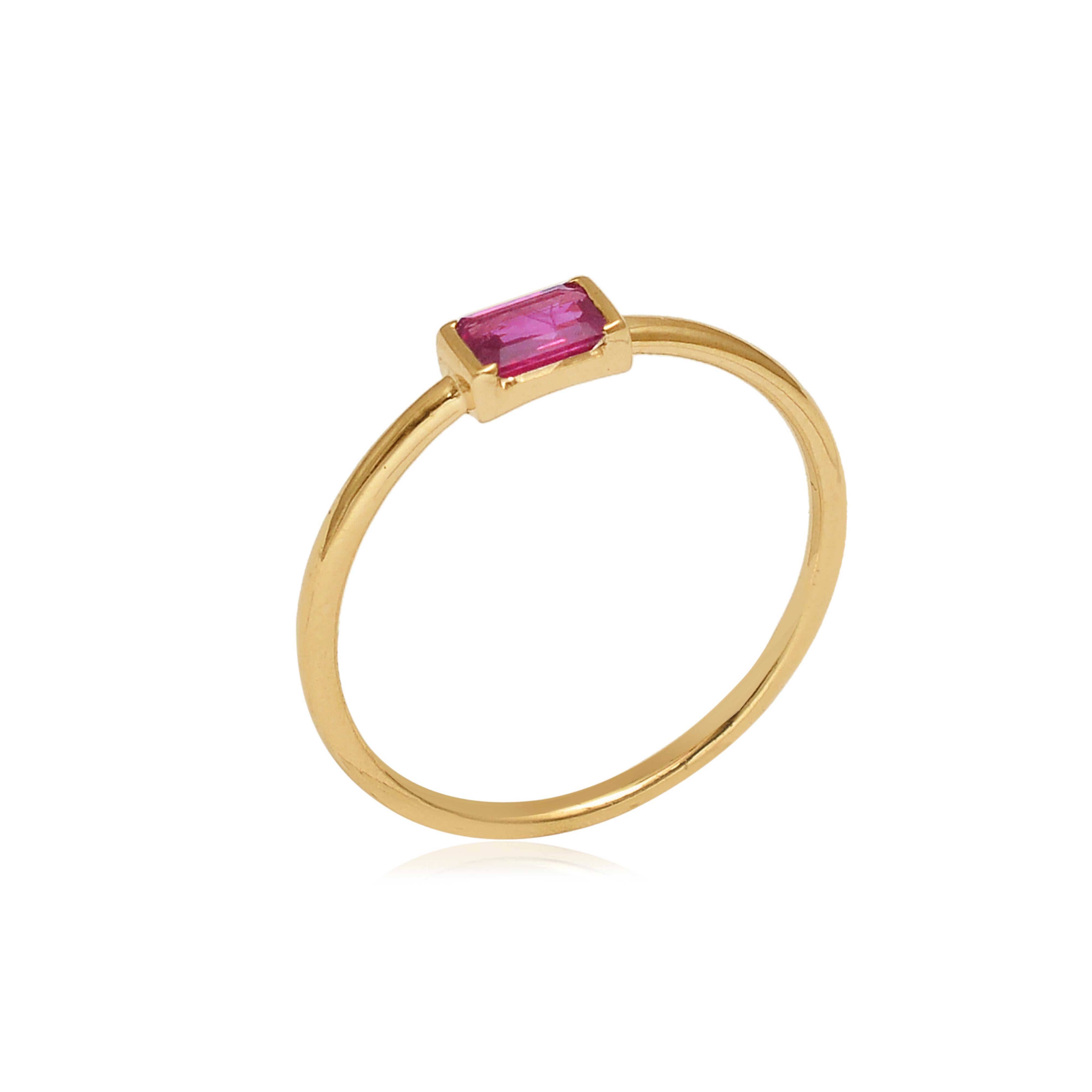 Ring aus 18 Karat Gelbgold mit Rubin () 4