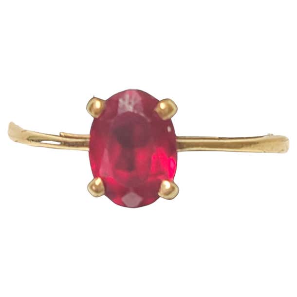 14k Yellow Gold Ruby Solitaire Ring For Sale at 1stDibs