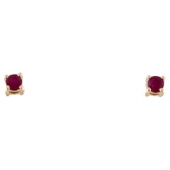 14K Yellow Gold Ruby Stud Earrings Featuring 0.23 Carat Round Brilliant Rubies