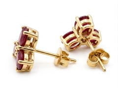 Orecchini in oro giallo 14K con rubino Nature da 1,20 carati, orecchini con fiore di rubino Donna