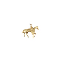 Breloque cheval cabré en or jaune 14 carats avec tête et queue mobiles