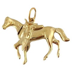 14K Yellow Gold Saddled Horse Charm with Moving Head & Tail