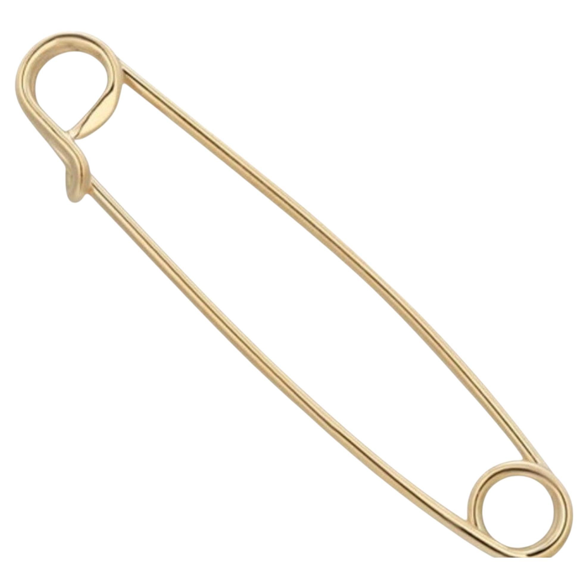 14K Yellow Gold Safety Pin, Contemporary Brooch, USA