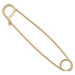 14K Yellow Gold Safety Pin, Contemporary Brooch, USA