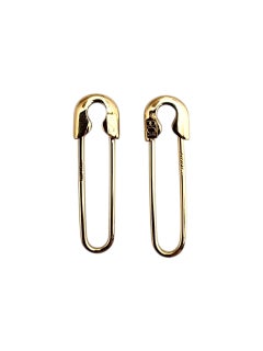 14K Yellow Gold Safety Pin Earrings #22698