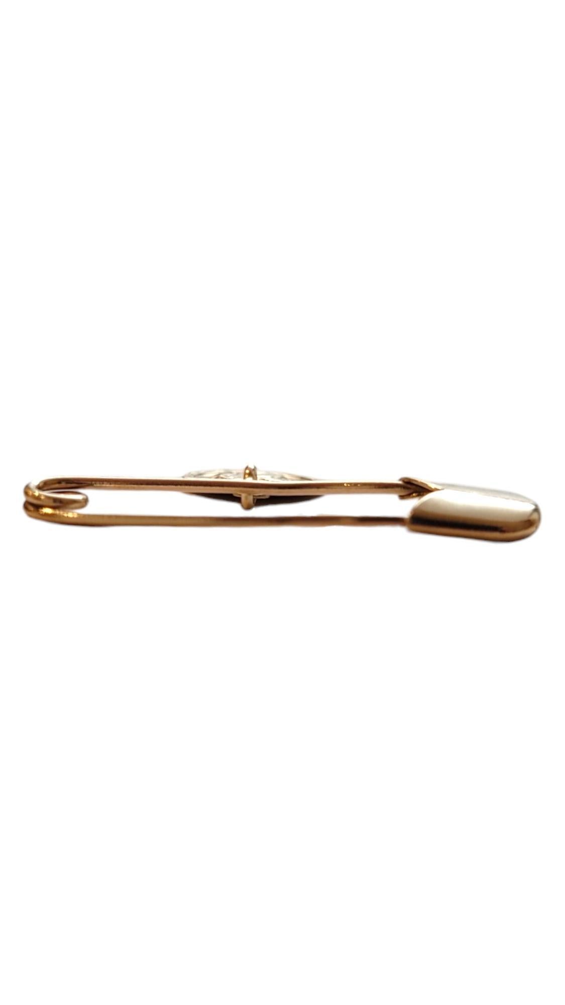 Women's 14K Yellow Gold Safety Pin With Cherub Angel Charm #18339
