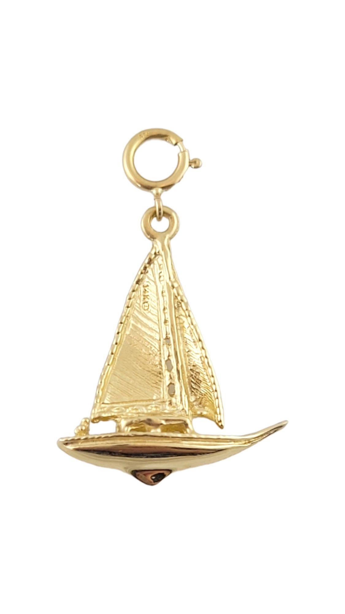 Women's 14K Yellow Gold Sailboat Charm #14552 For Sale