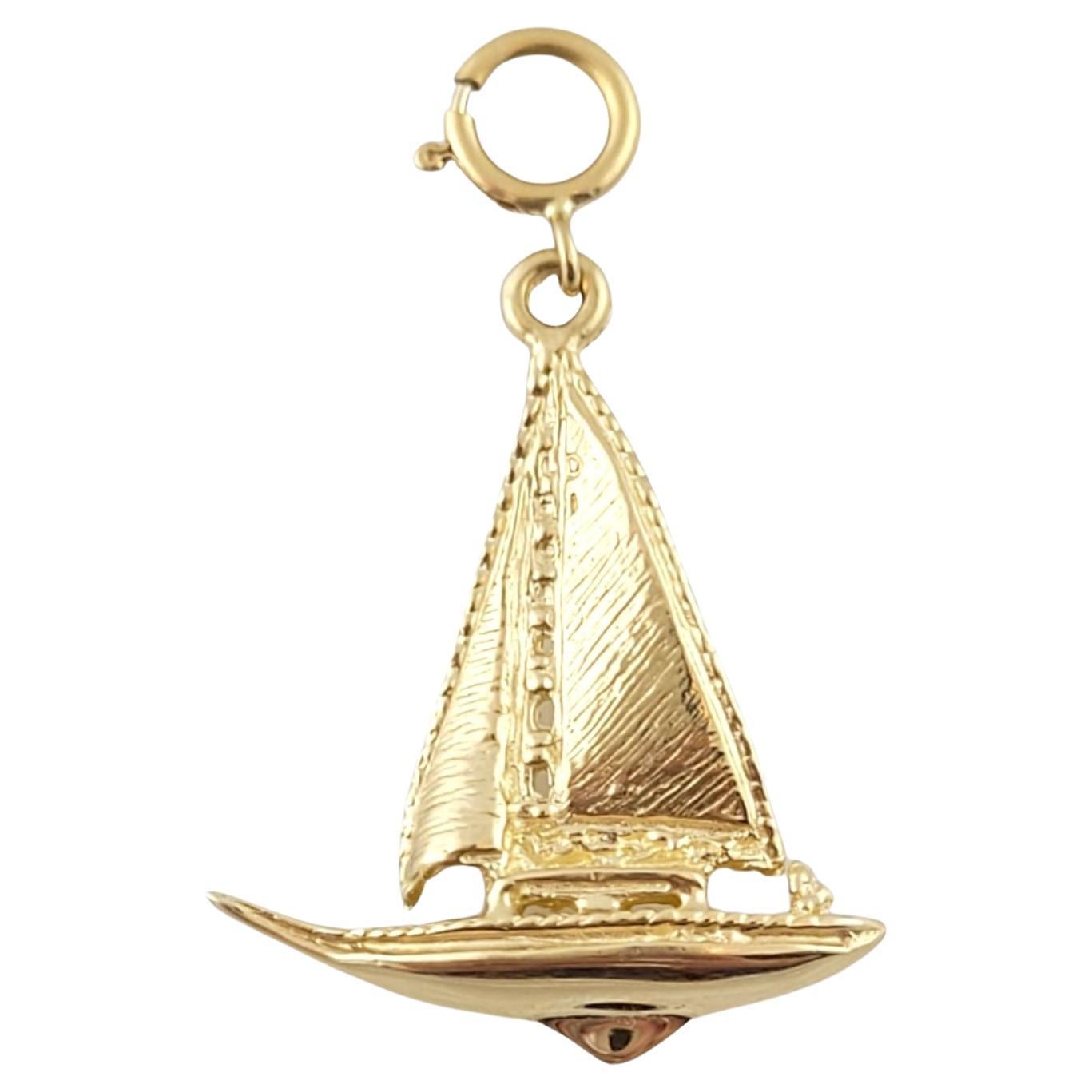 14K Yellow Gold Sailboat Charm #14552 For Sale