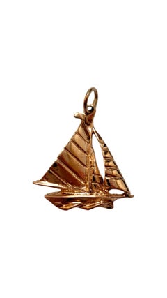 14K Yellow Gold Sailboat Charm Pendant #20380