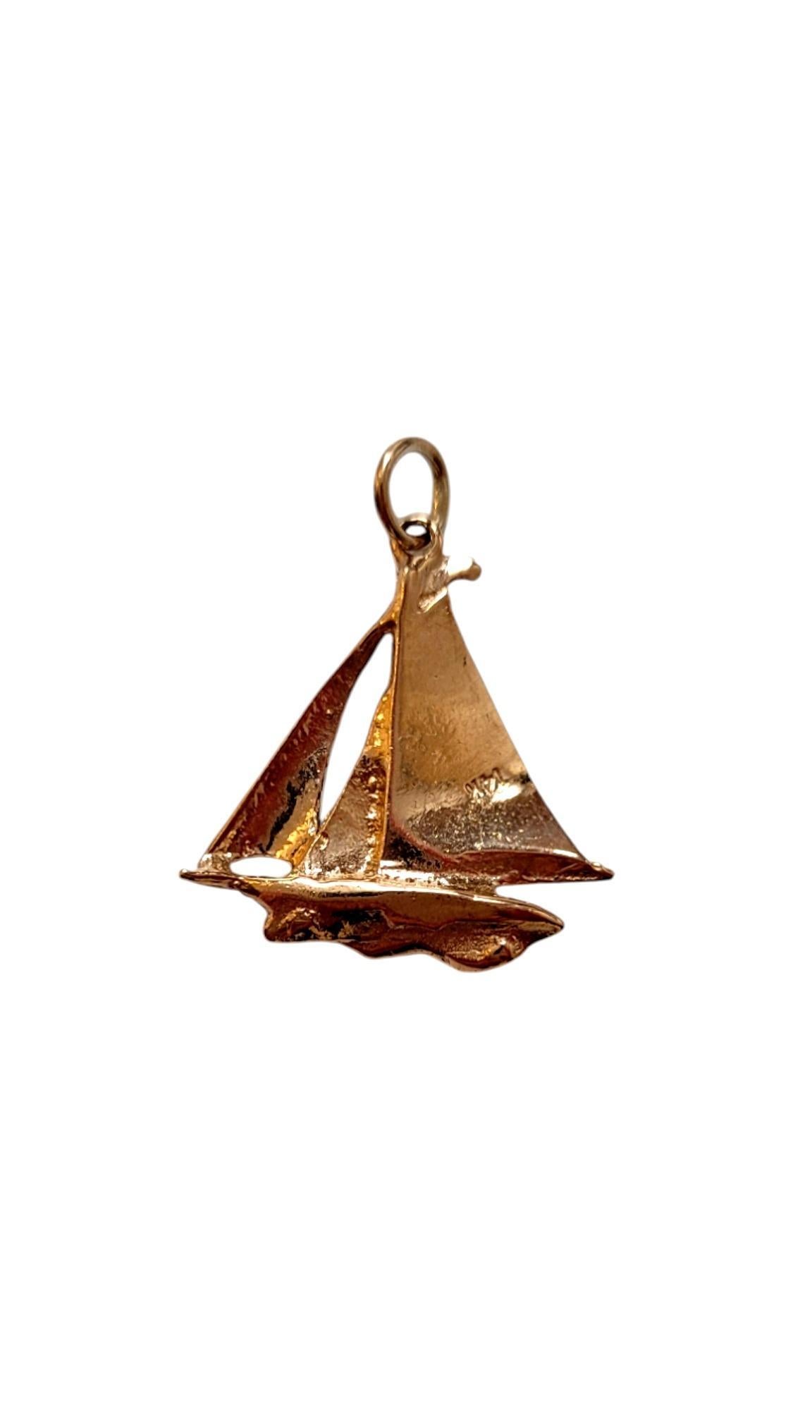 Women's 14K Yellow Gold Sailboat Charm Pendant #20380 For Sale