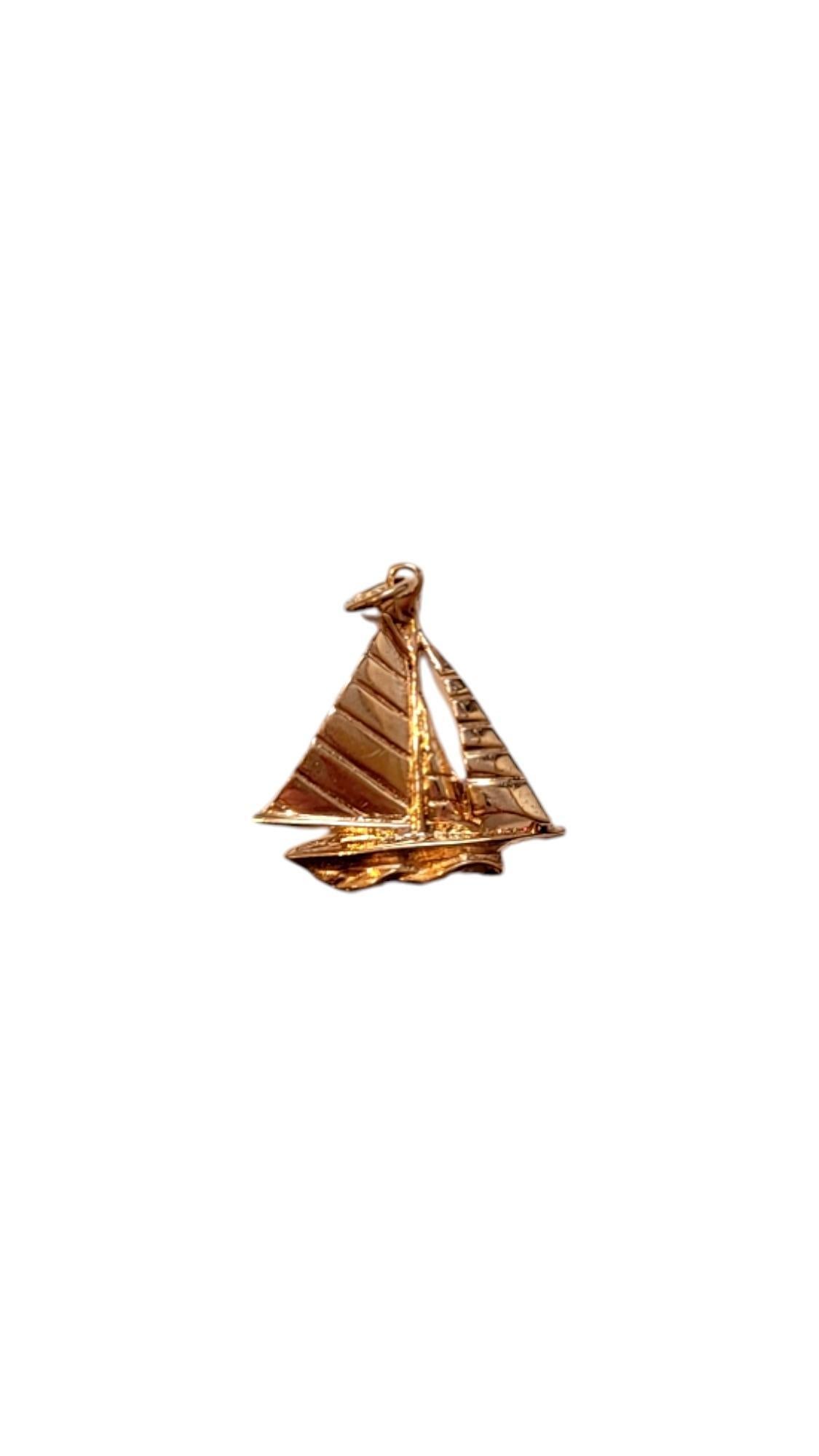 14K Yellow Gold Sailboat Charm Pendant #20380 For Sale 2