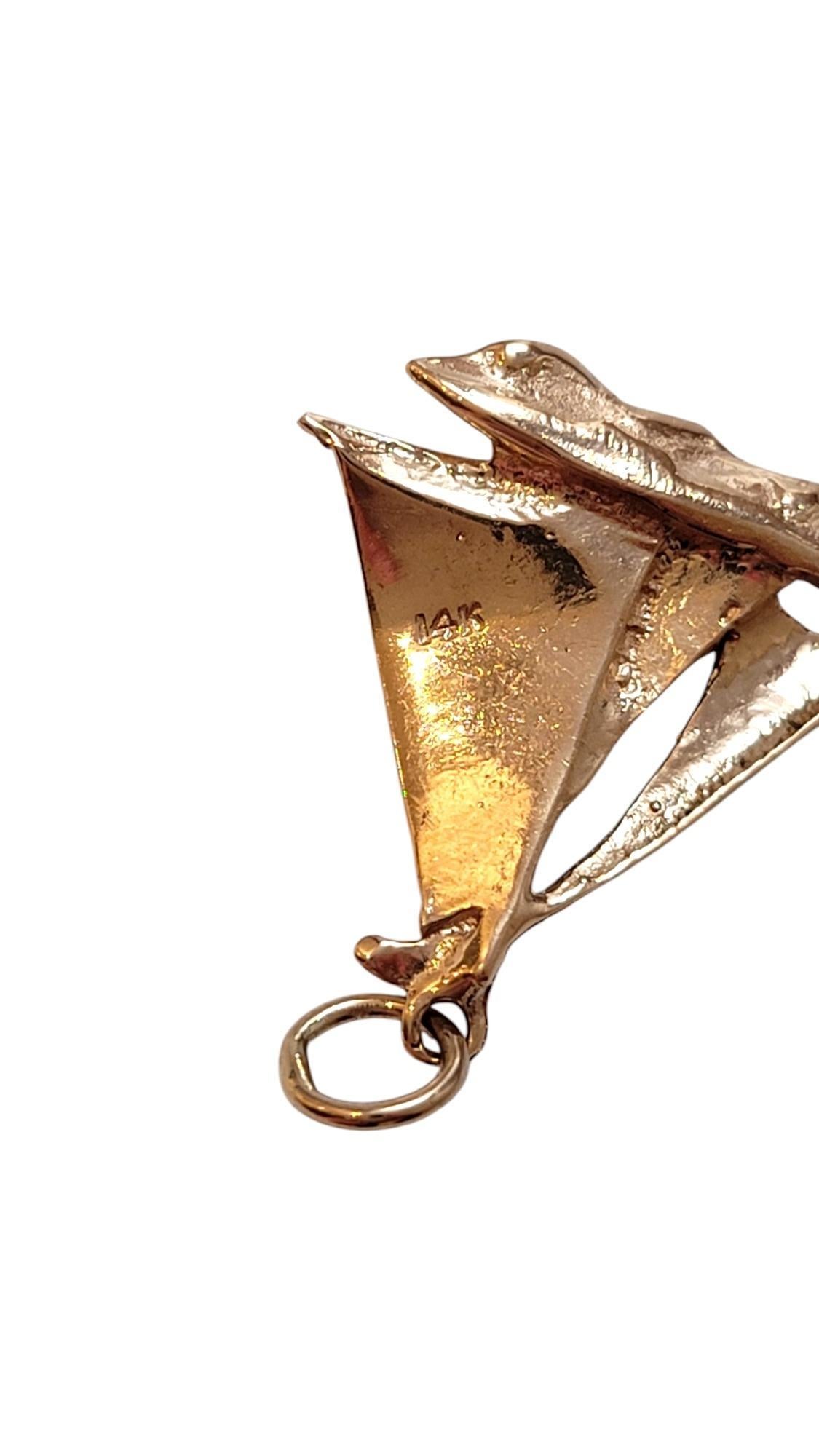 14K Yellow Gold Sailboat Charm Pendant #20380 For Sale 3