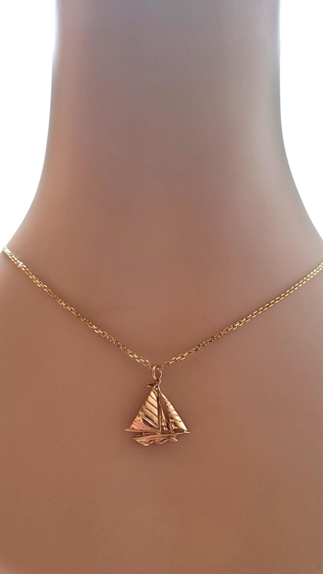 14K Yellow Gold Sailboat Charm Pendant #20380 For Sale 4