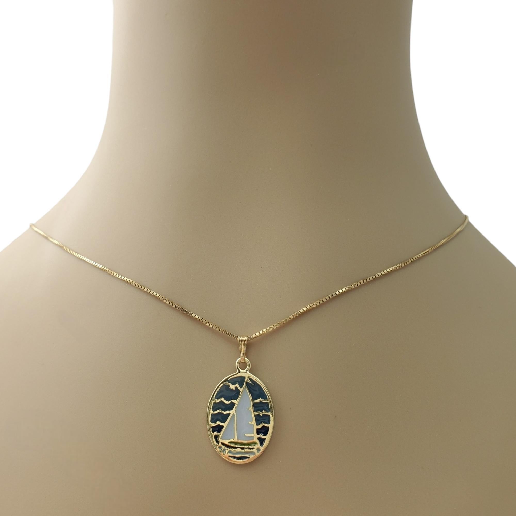 14K Yellow Gold Sailboat Pendant #16570 For Sale 1