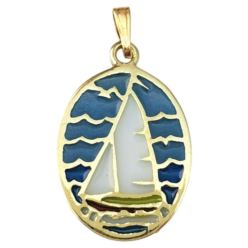 14K Yellow Gold Sailboat Pendant #16570 For Sale